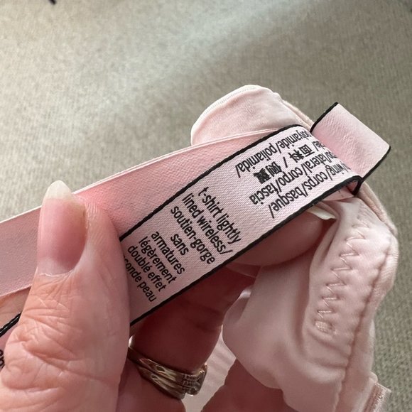 Victoria Secret Tee Shirt Lightly Lined Wireless Bra pink striped 36C - Picture 7 of 9